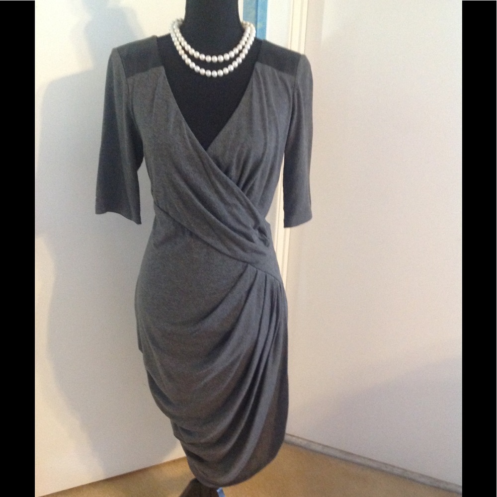 Grey with black leather Sexy curvy dress
